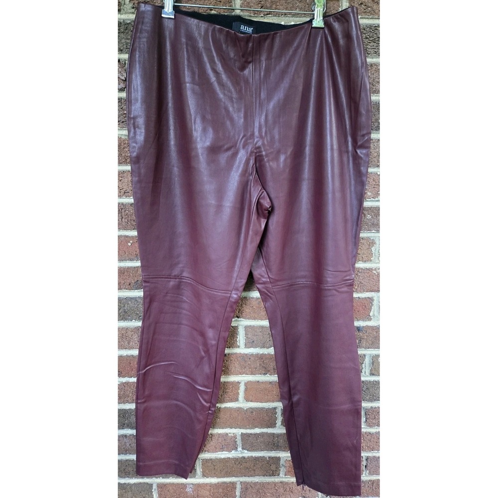 a.n.a.  Burgundy Vegan Leather XL Ankle Pants Rockstar Indie Sleaze Mob Wife